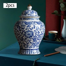 2x Chinese Ceramic Ginger Jar Home Floral Arrangement Decor