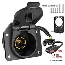 4 Pin to 7 Pin Trailer Adapter, 7 Way Round to 4 Way Flat Trailer Light Plug