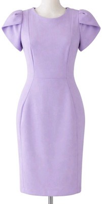 Calvin Klein sheath tulip sleeve Lavender Knee Length dress - Size 4