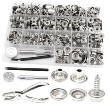 Kit de 324 broches de presi&oacute;n de lona de acero inoxidable con herramienta de