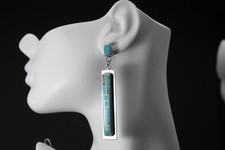 Sterling Silver Mike Smith Turquoise Long Dangle Bar Earrings 17.1g (EAR5886)