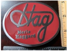 Merle Haggard Red Enameled Belt Buckle
