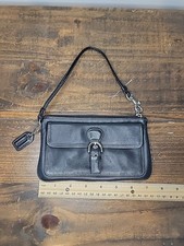 Vintage Coach SOHO Leather Wristlet Clutch Wallet Black Buckle Soho with Bag Tag
