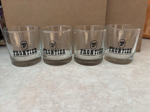 Set of 4 - Vintage Frontier Hotel Casino Las Vegas Tumbler Low Ball Glass