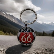 Route 66 Keychain Metal Key Ring Backpack Han...