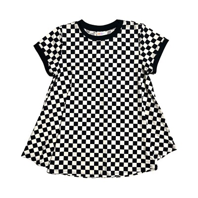 LARGE ERIKA LuLaRoe ~ BLACK & WHITE CHECKERED PRINT ~ Swing Top; Sizes 12-14 nwt