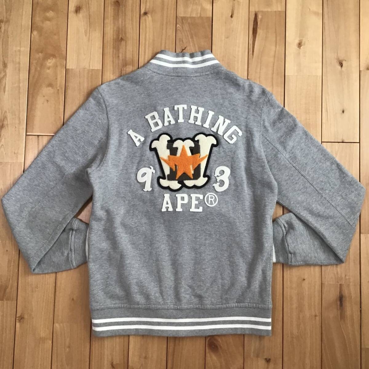 BAPE STA LOGO patch sweat varsity jacket a bathing ape star Gray