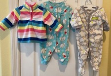 Carters Lot Of 3, 0-3 months Baby Girl Fleece Sleepers Sweater Winter