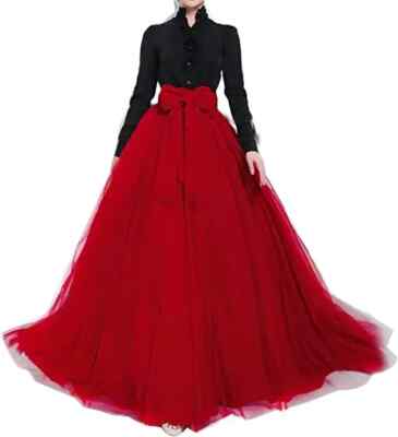Women Long Skirts High Waisted Puffy A Line Tulle Skirt