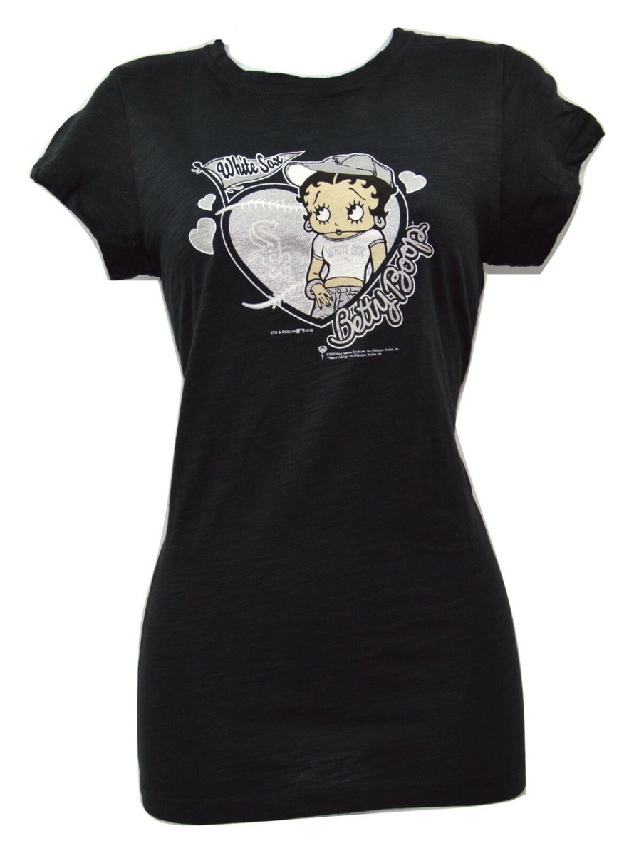 ☆New Era☆ MLB Chicago White Sox Striped T-Shirt White 1467 Chicago White Sox 5th & Ocean by New Era MLB Betty Boop