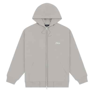 Dime MTL Cursive Small Logo Zip Hoodie Charcoal Grey Free UK Delivery 115,00 GBP