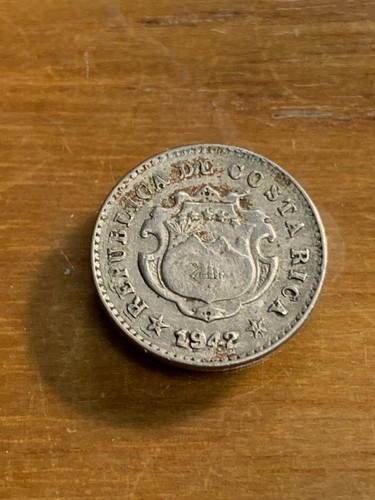 Costa Rica 1942 Silver 5 Centimos Over 1903 XF Condition SKU# 31923