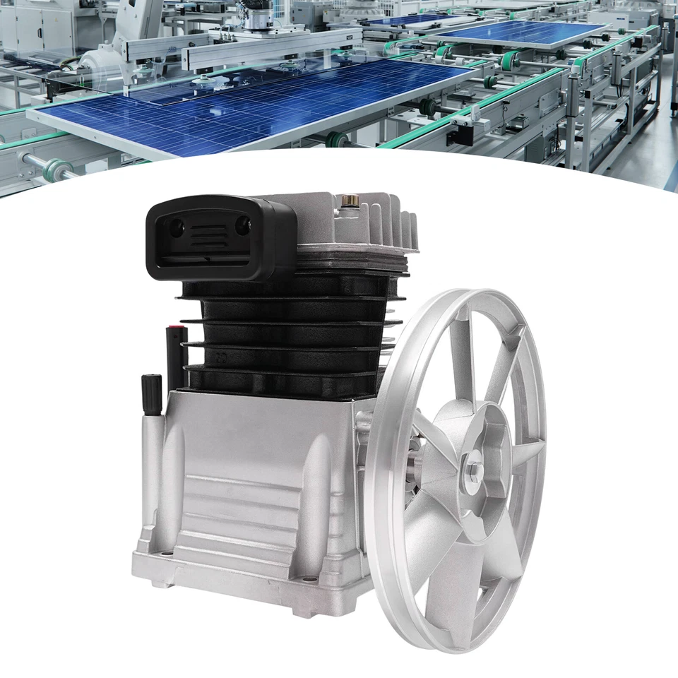 Air Compressor Pump Head w/ Silencer Modern 3HP Twin Cylinder Aluminum Pump Head Foto 2 de 4