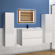 Badmöbel Set 80 cm Waschtisch mit Unterschrank Badezimmermöbel Weiß/Anthrazit