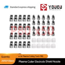 For Air Plasma Cutting Torch P80 Plasma Cutter Electrode Shield Nozzle