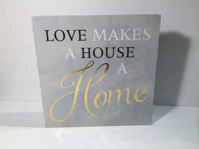 Love Makes A House A Home Sign 10'' Large Shadow Box Plaque Stand Hang Table G+G