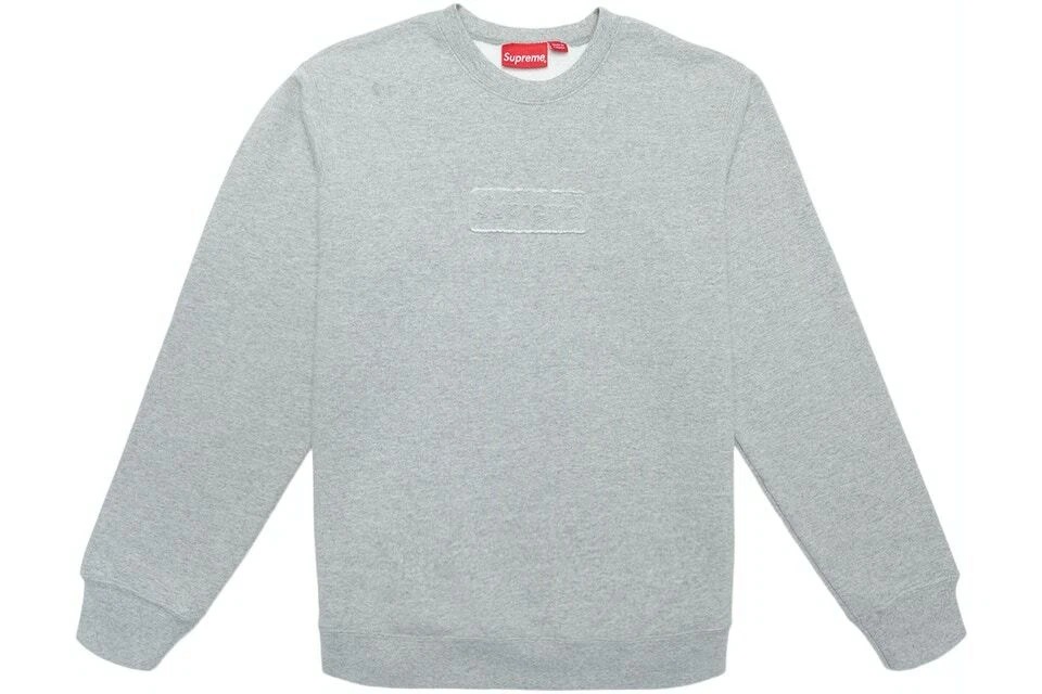 New Supreme Cutout Box Logo Crewneck Heather Grey Size Small
