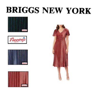 Briggs Ladies' Pleated Velvet V-Neck Short Sleeve Midi Dress J51 | eBay
