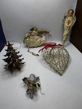 Vintage Gold Toned Christmas Ornament Lot | Angels | Heart | Santa 🎅 🎄