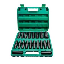 20pcs 12deep Impact Sockets Set Drive Metric 8mm-32mm Deep 6-point Set Wcase