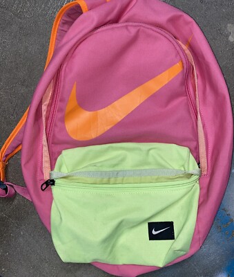 Nike BackPack Green & PINK Neon Y2K Full Size Orange Swoosh