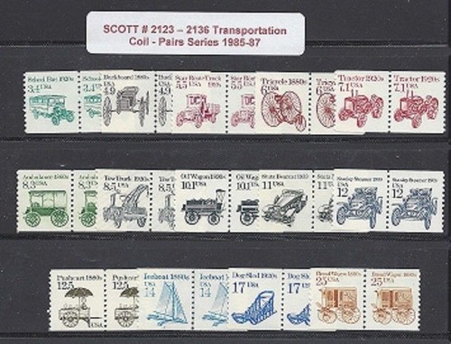 US Scott # 2123 - 2136 Transportation Coil Pairs / 1985-89 set of 14 MNH - Picture 1 of 2