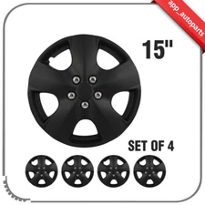 4x 15 inch Hub Caps PP Tire & Rim Covers Black Cover Kit Fits All Makes Models