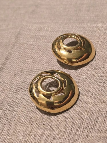 liz claiborne vintage stud earrings gold tone #581 - Picture 2 of 5