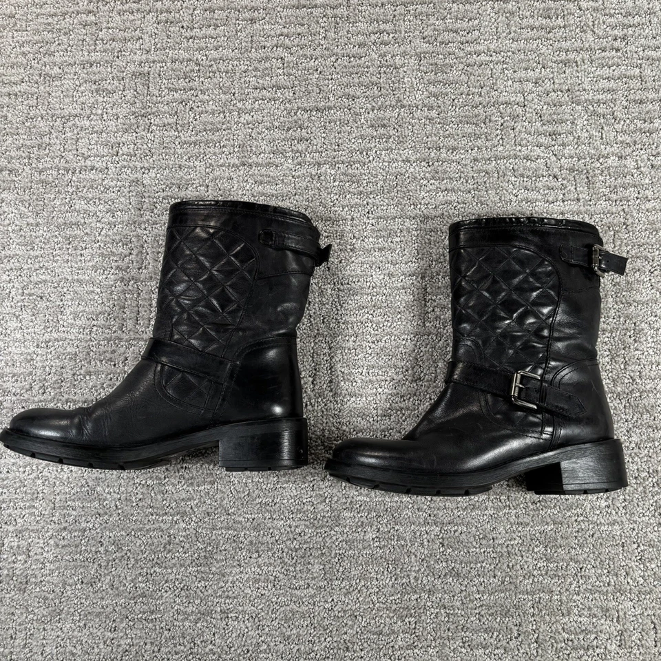 Botas Aquatalia By Marvin K 5.5 Cuero Negro Acolchadas Media Pantorrilla Moto Italia Mujer Foto 3 de 4