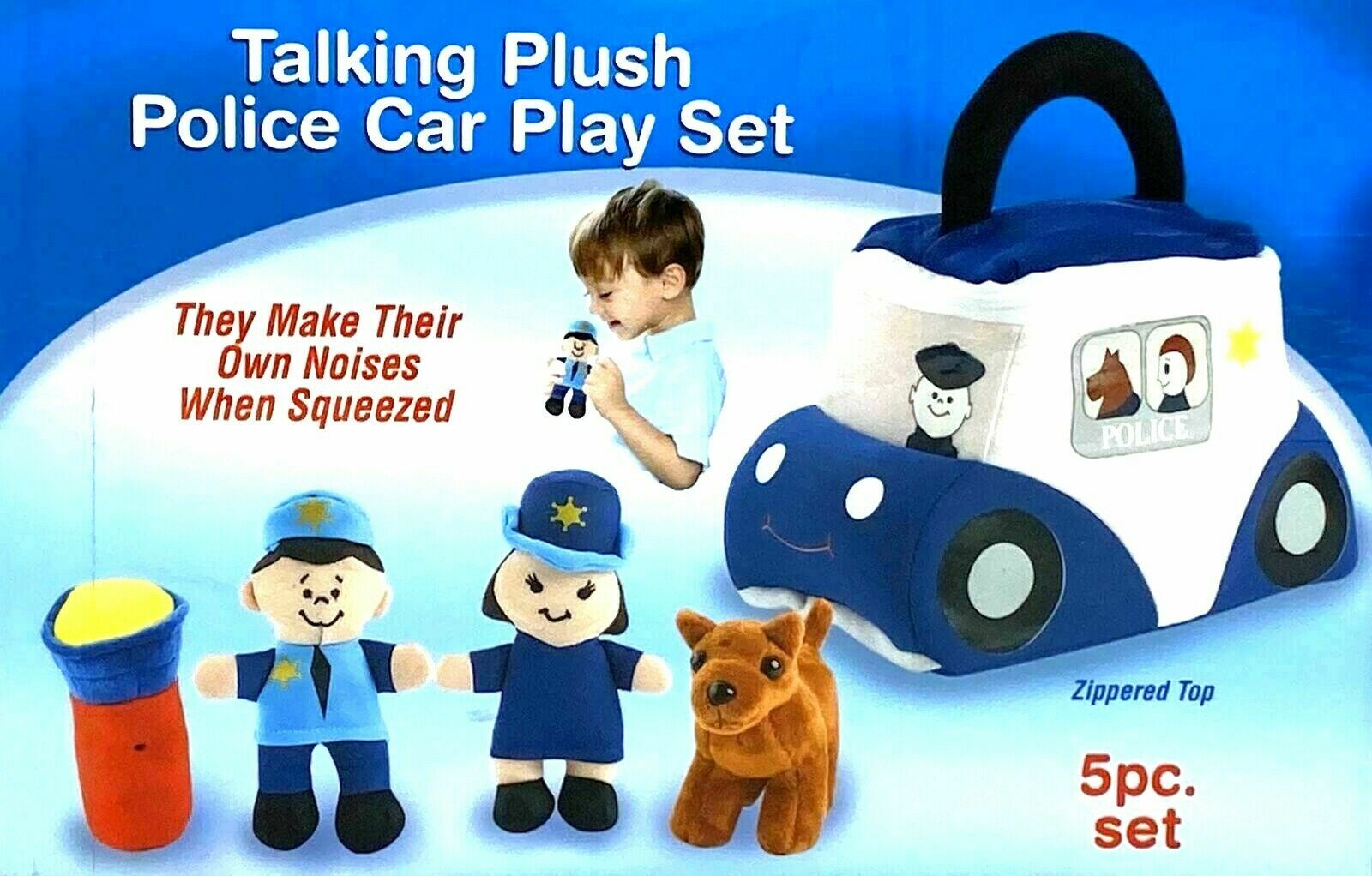 Plush Baby Toddler Toy Sound Police Car Fire Truck Elephant House-Noah Ark Gift