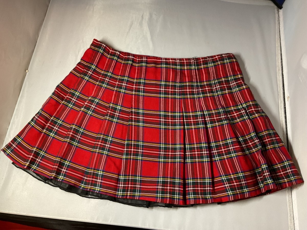 Here + There Cool By C & A Plaid Mini Skirt Size S Red