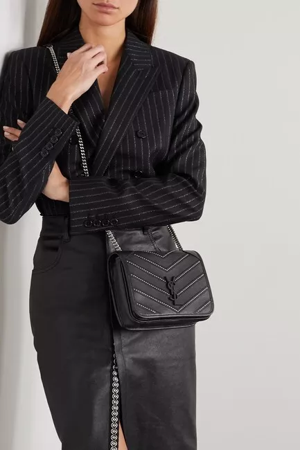 Black YSL-monogram quilted-leather cross-body bag, Saint Laurent