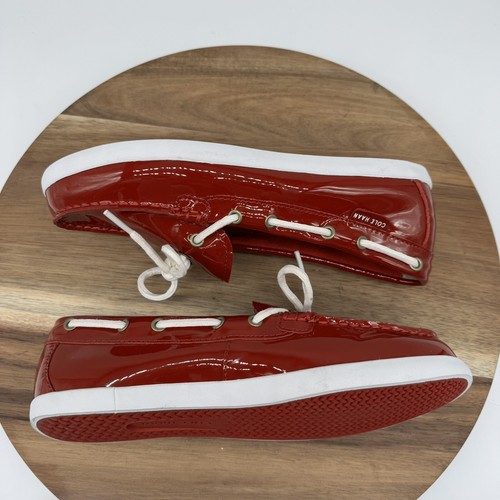 Cole Haan 7.5B Nantucket Rojo Charol Mocasín Barco, Mocasines Zapatos W05748 - Imagen 5 de 9