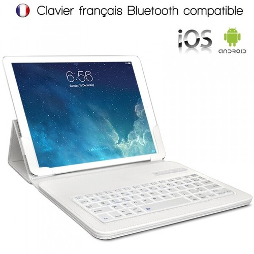 Étui Blanc collection Universel L Clavier Azerty Bluetooth pour Archos 101b Oxygen