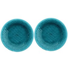 Epicurean Potters Reactive Glaze Teal Melamine/Plastic Side Plates Set for 2