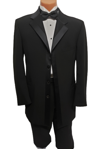 Men's Black Tuxedo Jacket 4 Hidden buttons Claiborne All Sizes Longer Style Coat - Picture 5 of 6