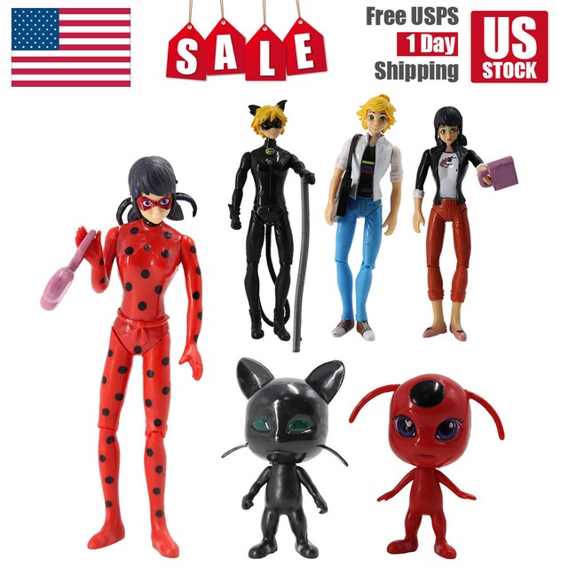 Miraculous Ladybug Tikki Noir Cat Plagg Adrien 6pcs Action Figure Doll Toys Us