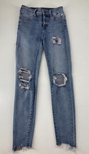 American Eagle Next Level Stretch Hi Rise Jegging Distressed Size 00 Short
