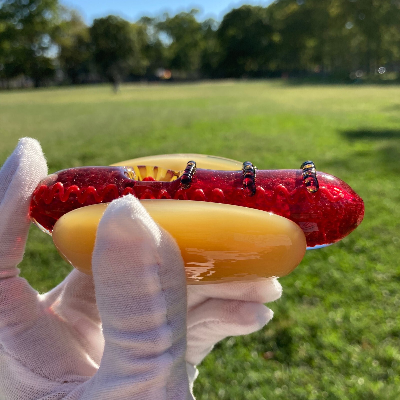 Handmade The Hotdog Glass Smoking Pipe Tobacco Pipe Glass Smoke Bowl