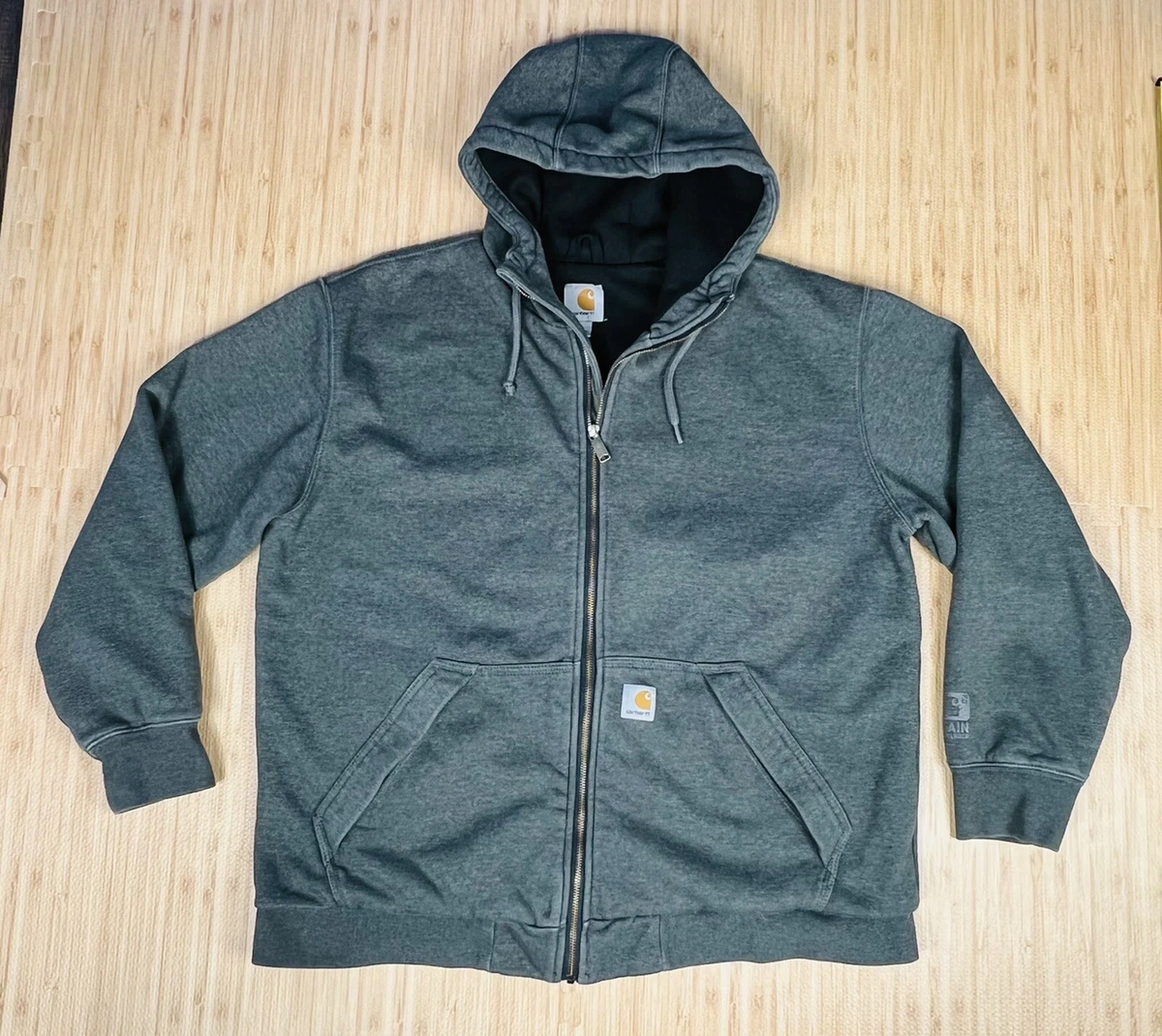 CARHARTT Rain Defender Heavyweight Thermal Lined Hooded Full Zip Sweatshirt  LRG | eBay