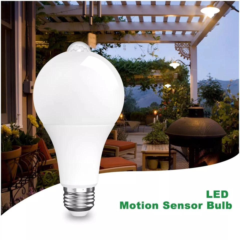 4PK Motion Sensor Lamp Bulb 5W 9W 12W 15W LED Light Bulb E27E26 Automatic On/Off - Image 3 of 4