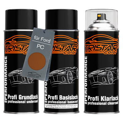 Autolack Spraydosen Set für Ford PC Copper Pulse Metallic Grund Basis Klarlack