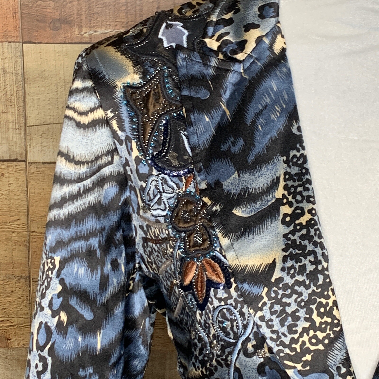 ANAGE TOO Animal Print Patchwork Embellished Bead… - image 3