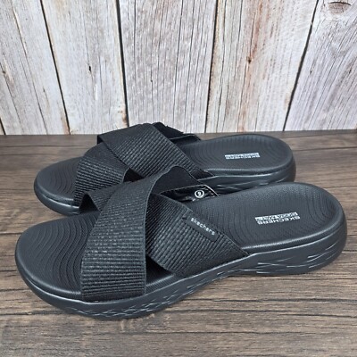 Skechers On The Go Goga Mat Black Sandals Women's Sz (VGC