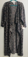 NWT Large Aztec Geometric Shirley Long Duster Kimono Cover-Up Silky