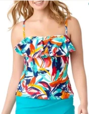 Catalina Fashion Missy Paint Party Floral Bandini Top Size M