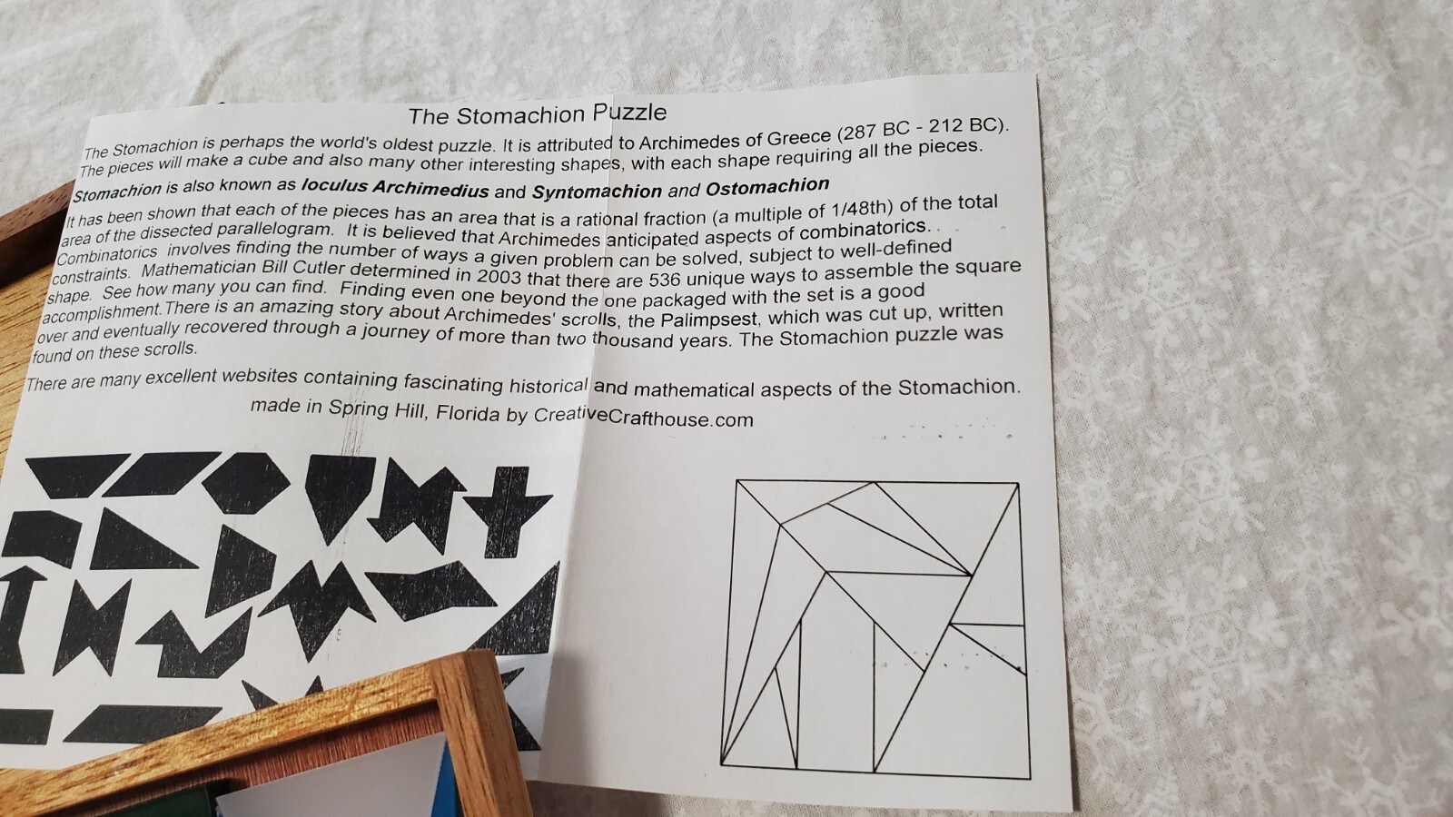 Stomachion Archemedes 287 212 BC Packing 536 Puzzle In Frame Difficult Complete