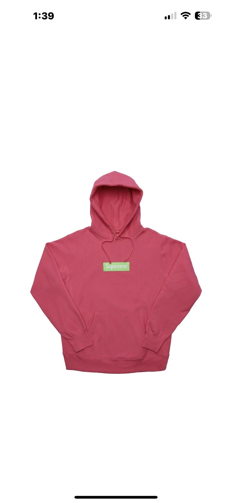 Sweat à capuche logo Supreme Box magenta rose vert taille grande.