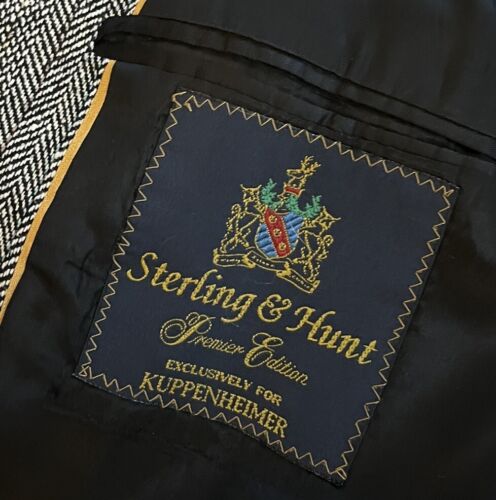 Chaqueta Blazer Abrigo Deportivo Vintage Sterling & Hunt Talla 42L Negro Espiga Unión - Imagen 3 de 11