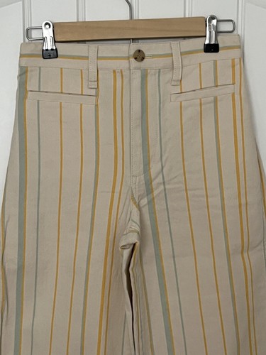 Madewell NWT Women’s 24Tall Emmett Wide Leg Crop Multi Colored Striped Pants - Picture 2 of 5